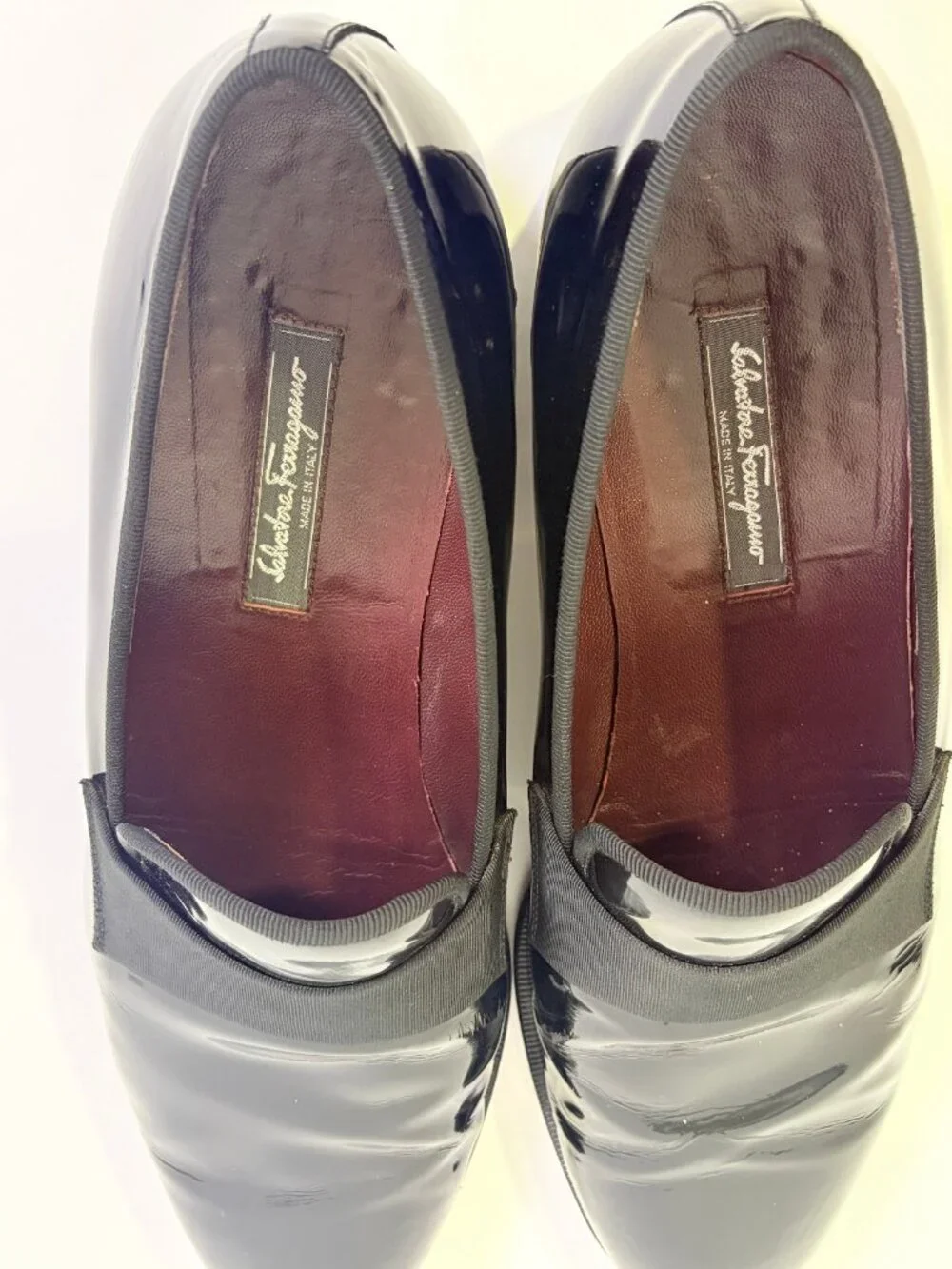 Salvatore Ferragamo Notte Patent Loafers 13 D Black Formal Tuxedo Shoes
